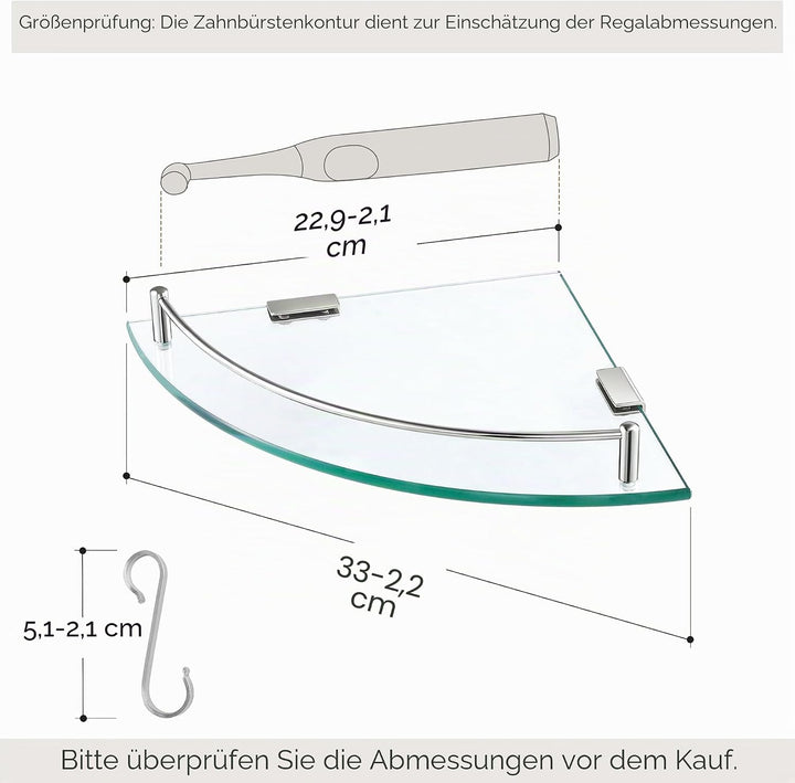KES Duschablage Ecke Eckregal Duschregal Glasregal Duschablage Glas 7 MM Hartglas Wandregal Badregal