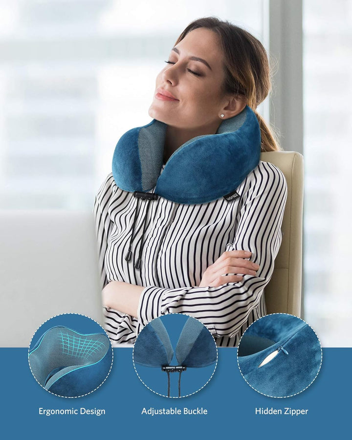 HOMIEE Reise Nackenkissen, Orthopädisches Nackenkissen Schlafen Memory Foam Stoff Ergonomisches Nack