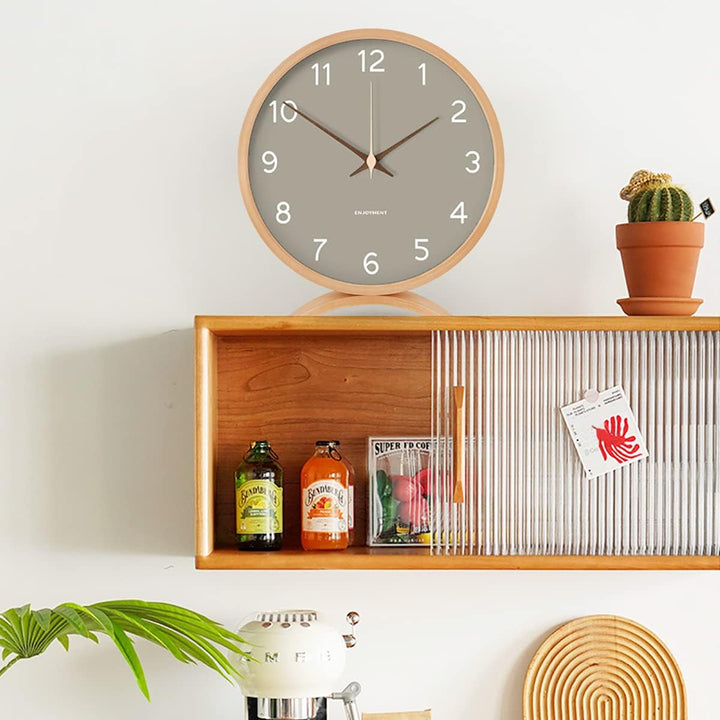 Maxspace Tischuhr Analog, 21cm Holz Tischuhr Batteriebetrieben,Tischuhr ohne Ticken für Schlafzimmer