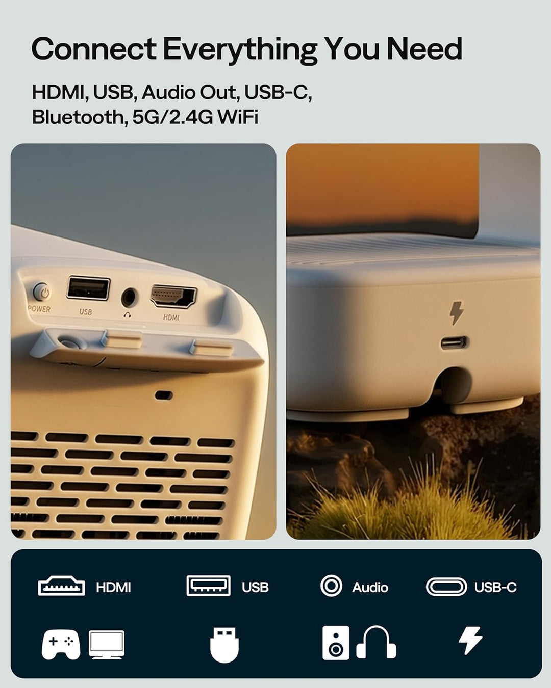Aurzen EAZZE D1 air Smart Beamer Outdoor mit Projektor-Deckenhalterung Bundle