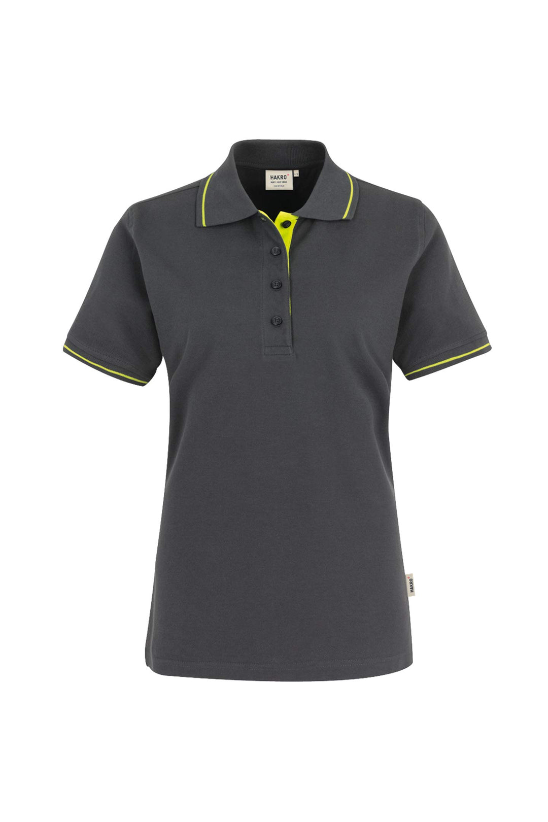 HAKRO Damen Polo-Shirt Casual - 203 - mehrere Farben S Anthrazit/Kiwi, S Anthrazit/Kiwi