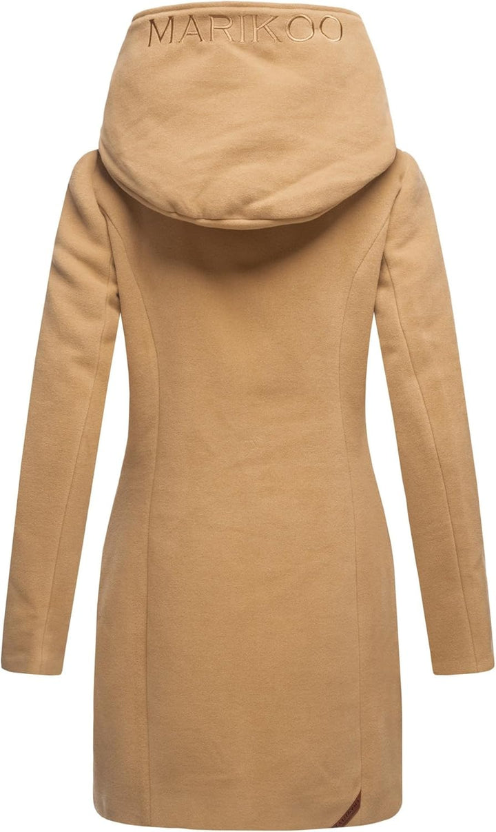 MARIKOO Damen Mantel Trenchcoat Wintermantel Übergangs Jacke Parka Lang B819 S Camel, S Camel