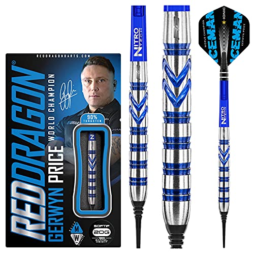 RED DRAGON Gerwyn Price Iceman Originals - Tungsten Dartpfeile Set mit Flights and Schäfte (Stems) 1