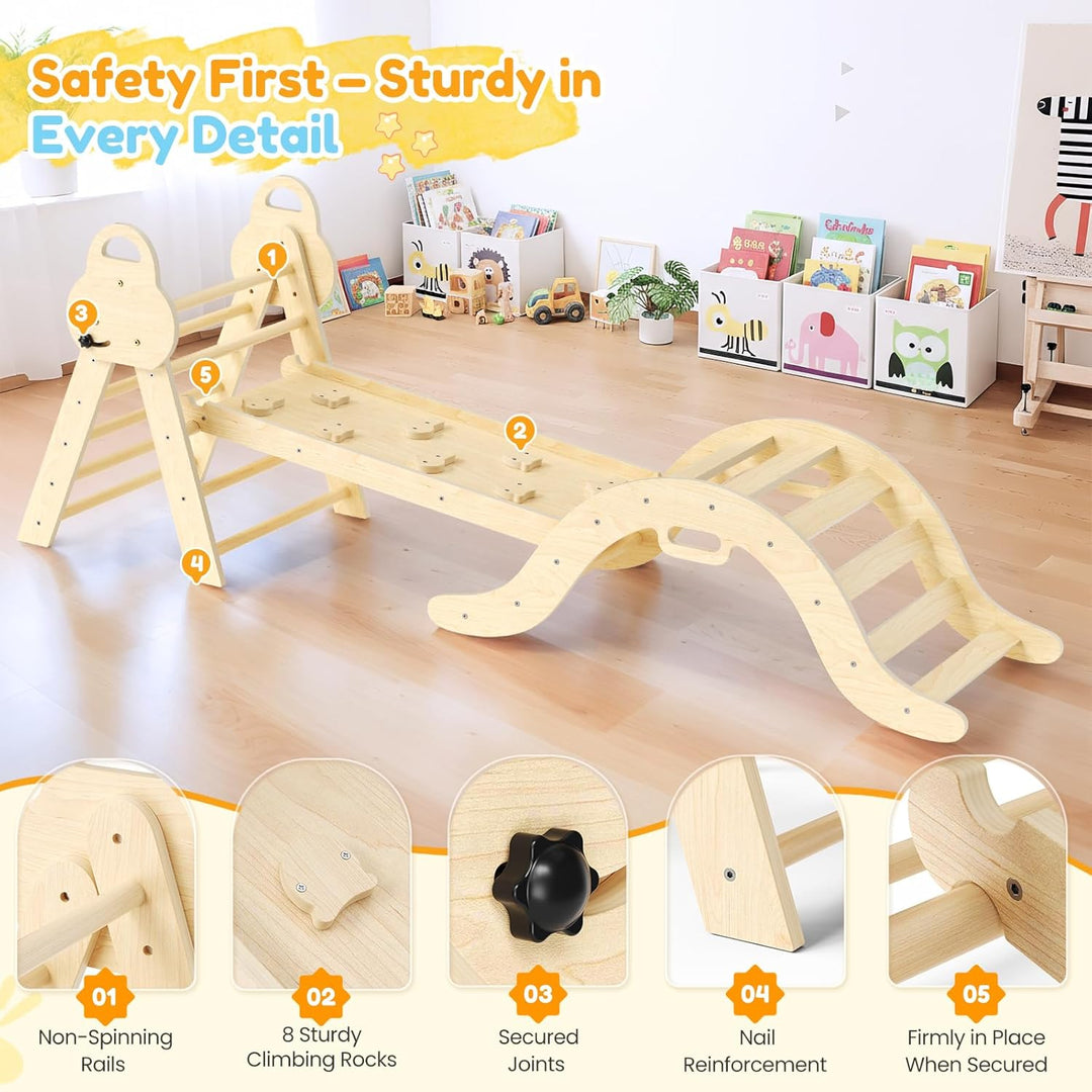 klettergerüst Indoor,7-in-1 Montessori Klettergerüst Set,Indoor Kletterdreieck,25 Jahre Neue Upgrade