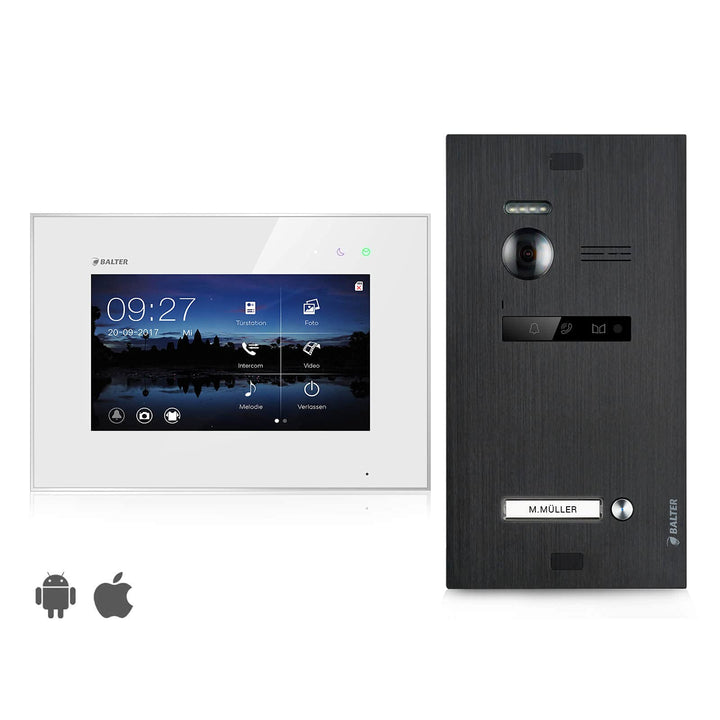 Balter EVO Video Türsprechanlage ✓ Touchscreen 7 Zoll Monitor ✓ 2-Draht Bus ✓ Türstation für 1 Famil