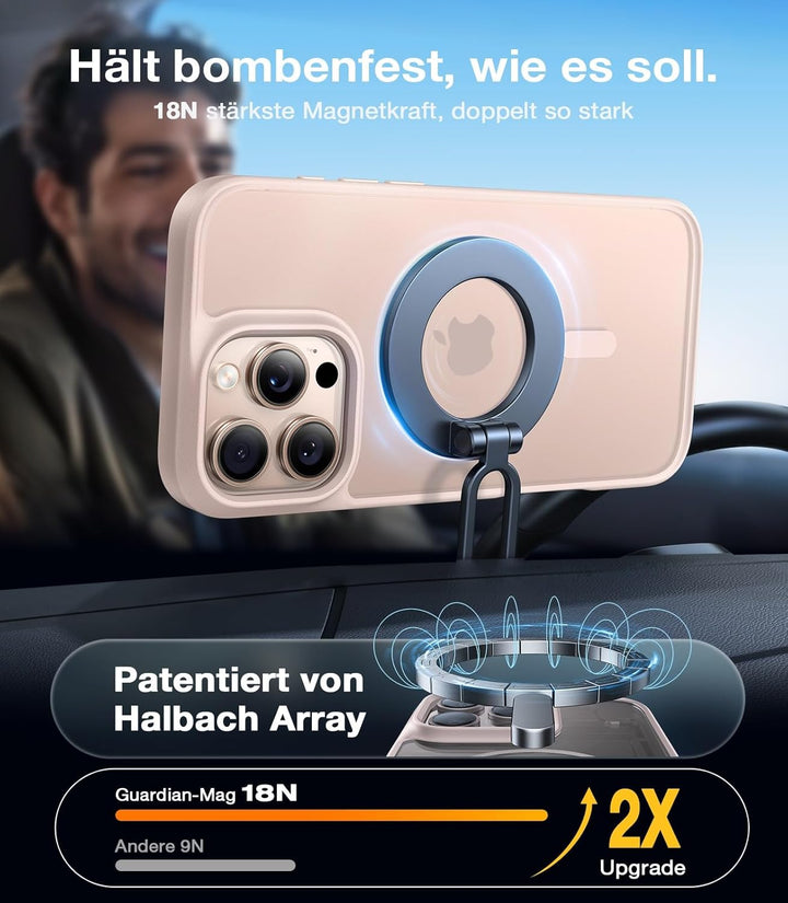 TORRAS Guardian-Mag für iPhone 16 Pro Hülle für MagSafe Zertifizierte Militärschutz und Magnetkraft