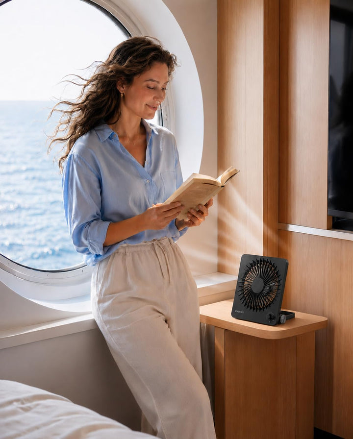 EasyAcc Tischventilator Batterie Tragbarer 3350 Akku Stufenloser Geschwindigkeit Ventilatoren USB Le