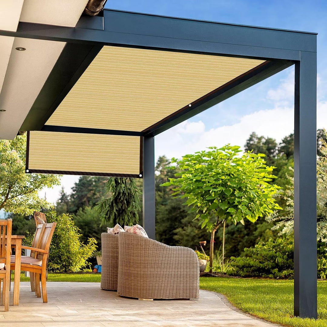 Schattiernetz mit ösen 2x5m, Beige Garten Sonnenschutz Netz Terrasse 90% Shading Rate UV Beständiges