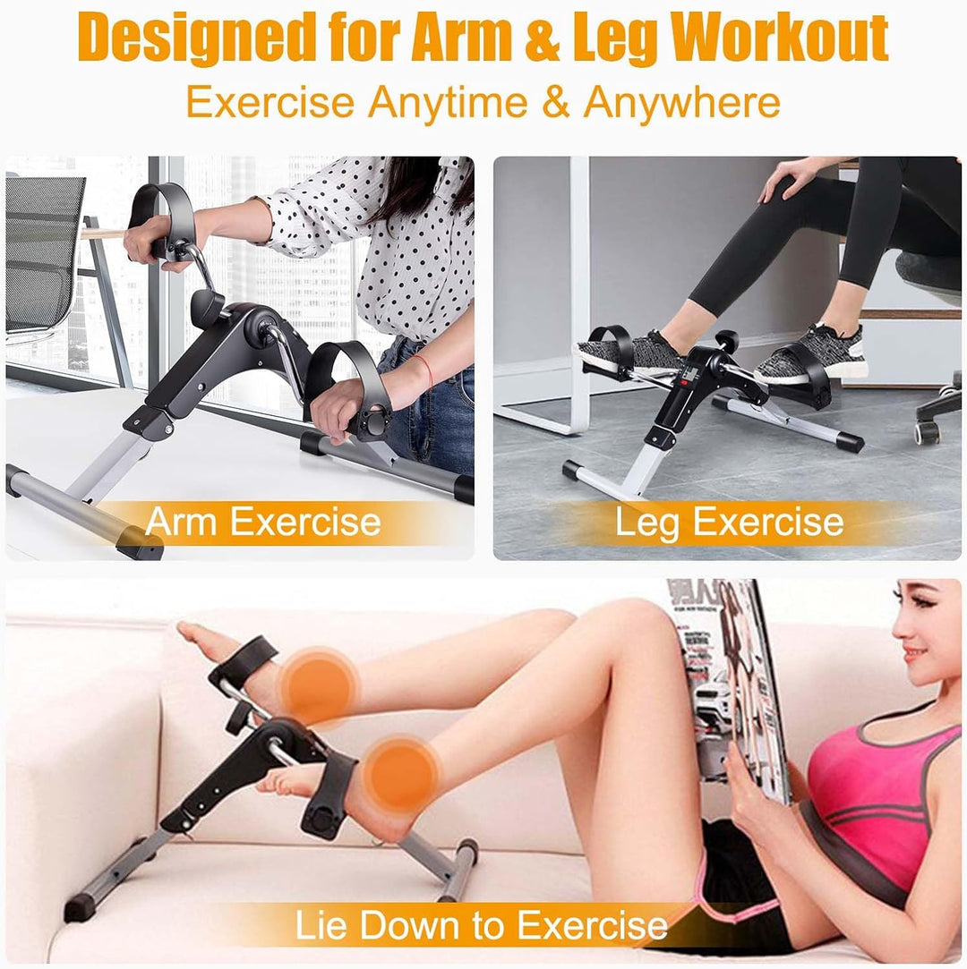 KOMFOTTEU klappbarer Pedaltrainer mit LED Bildschirm, Bein- und Armtrainer aus Eisen, Pedal Übungsge