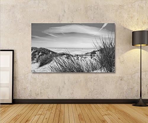 islandburner Bild Bilder auf Leinwand Nordseestrand Schwarz/Weiss Dünen 1p XXL Poster Leinwandbild W