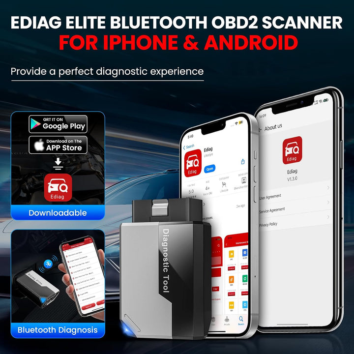 OBD2 Diagnosegerät Auto KINGBOLEN EDIAG Elite Alle System Scanner,Auto Auslesegerät mit 15 Resets un