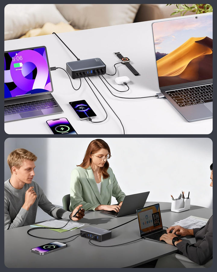 200W USB C Ladegerät, 8-in-1 USB C Netzteil Schnellladegerät mit, Multi Charging Station Adapter Sch