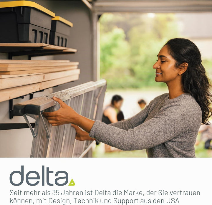 Delta Schwerlastregal – Wandmontiertes Holzregal für Garage, Schuppen, Keller – verstellbare Arme fü