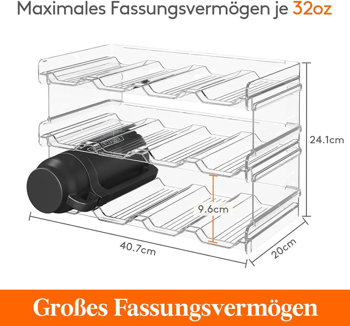 Lifewit Stapelbarer Flaschenhalter für Schrank, Gefrierschrank, Vorratskammer - Kunststoff-Wasserfla