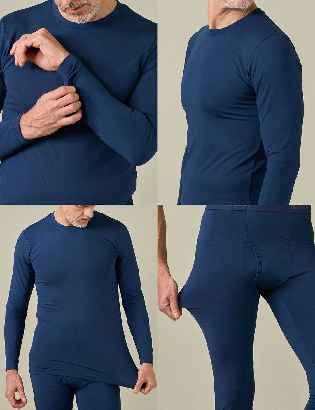 LAPASA Herren Innenfleece Thermounterwäsche Set, Thermounterhemd &amp; Thermohosen Funktionsunterwäsche