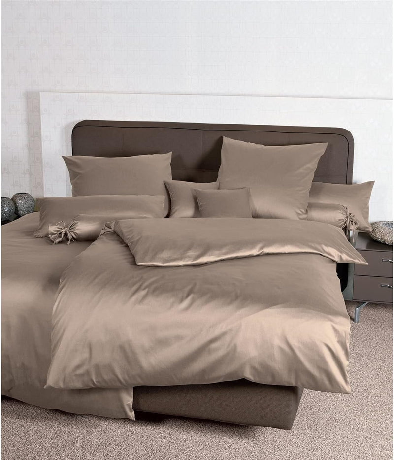 Janine Mako Satin Bettwäsche Uni Colors 200 x 220 cm Taupe 200 cm x 220 cm Taupe, 200 cm x 220 cm Ta