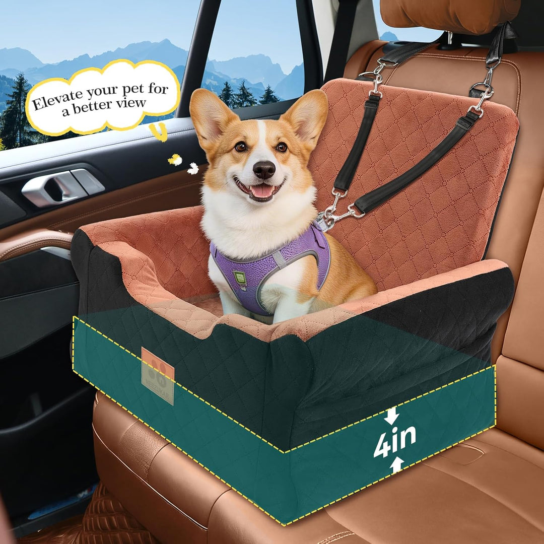 GL GLENSLAVE Hunde-Autositze für kleine bis mittelgrosse Hunde, Erhöhter Hunde-Booster-Sitz mit Memo