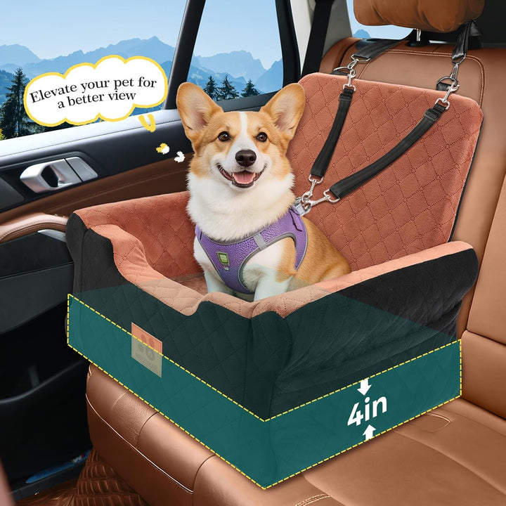 GL GLENSLAVE Hunde-Autositze für kleine bis mittelgrosse Hunde, Erhöhter Hunde-Booster-Sitz mit Memo