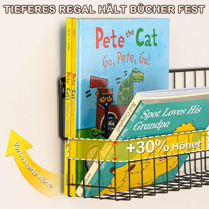 PUERSI 6er-Set Bücherregal Kinder Wand, Metall Wandregal Bücher, Hängend Regal für Kinderzimmer Aufb