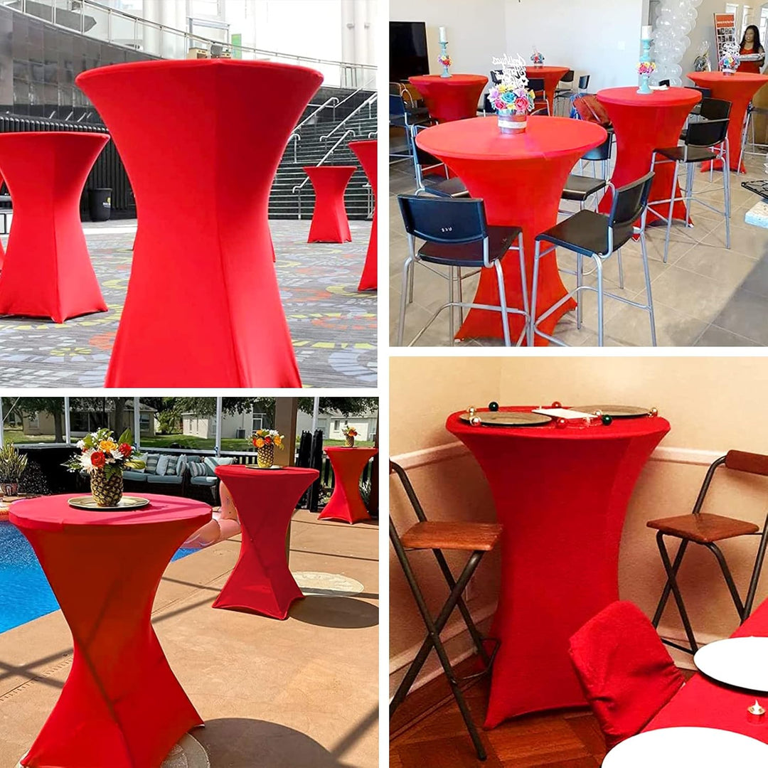 3 Stück Rot Stehtisch Hussen Stehtische, Stehtischhusse für Ø 80-85 cm Stehtische und Bistrotische,
