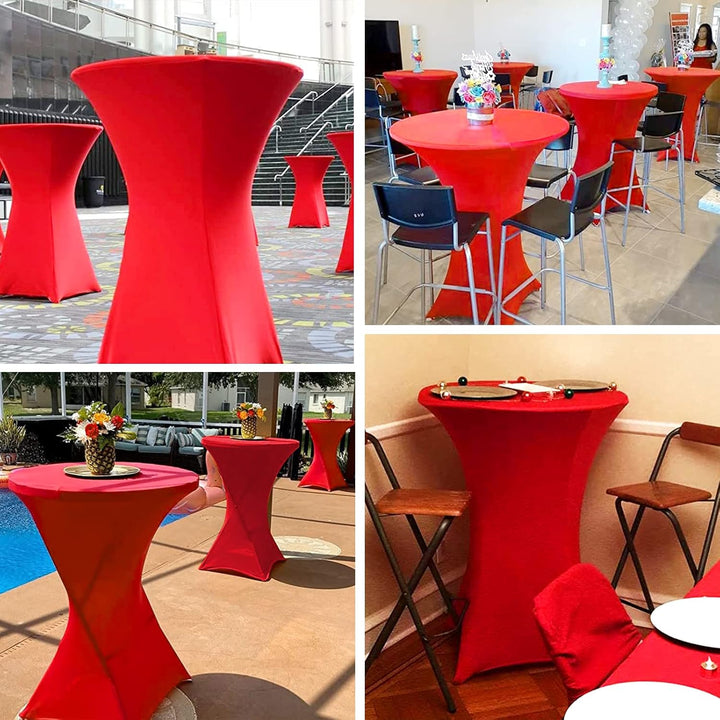 3 Stück Rot Stehtisch Hussen Stehtische, Stehtischhusse für Ø 80-85 cm Stehtische und Bistrotische,