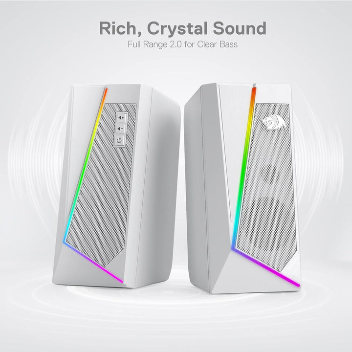 Redragon GS520 RGB-Desktop-Lautsprecher, 2.0-Kanal-PC-Stereo-mit 6bunten LED-Modi,verbessertem Klang