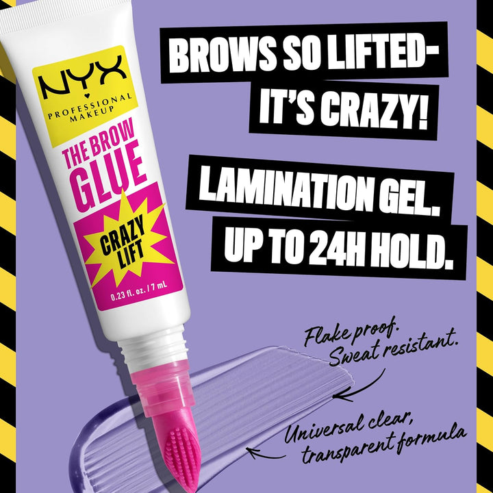 NYX Professional Makeup Brow Glue Crazy Lift, Ultra starkes Augenbrauengel, Für bis zu 24h Halt, 7ml