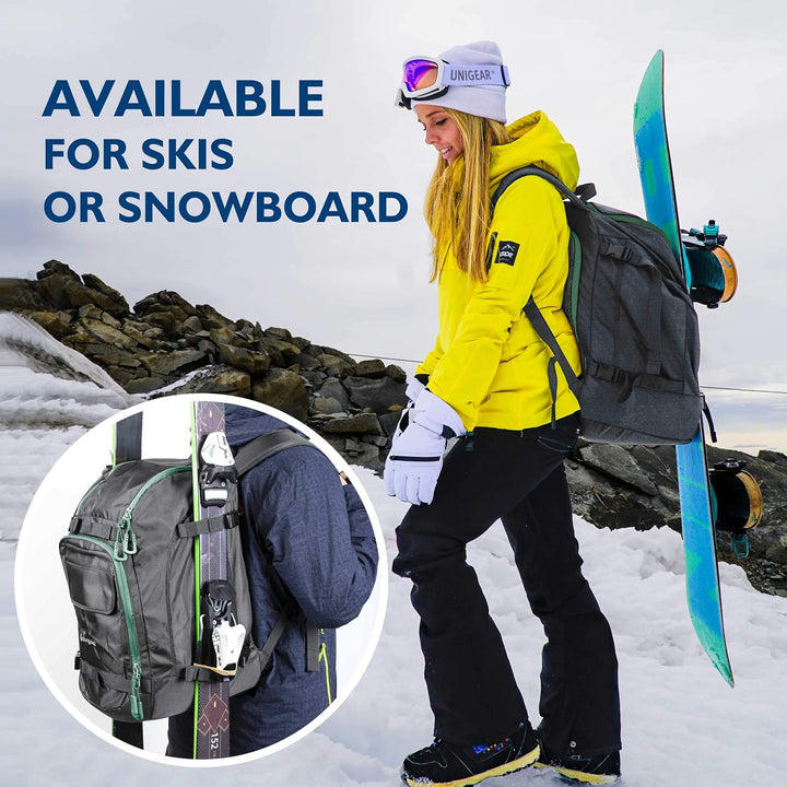 Unigear Skischuhtasche mit Helmfach und Rucksackgurten, Skirucksack Skischuhrucksack mit Helmtasche,