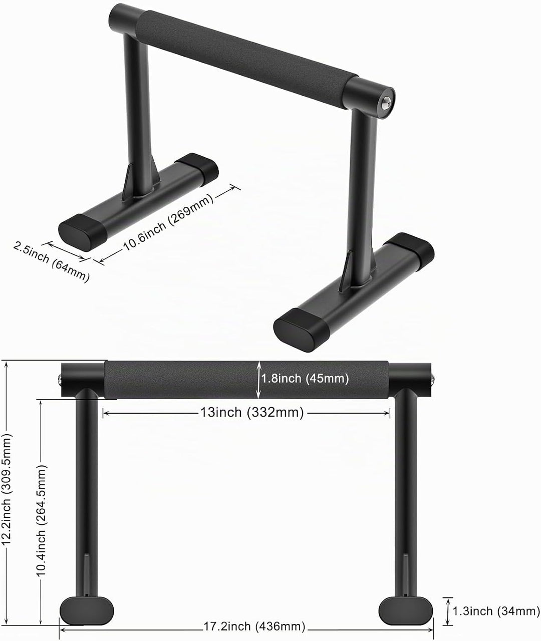 Kipika Parallettes Bars, Push-Up-Bars und Dip-Bar mit komfortablen, dicken Griffen, wackelfreie Fitn