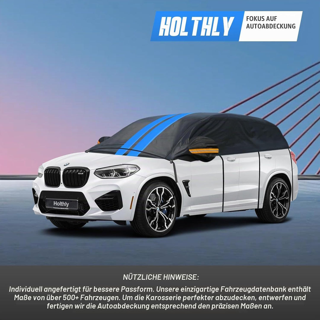 Halbgarage für Auto Winter SUV,Halbgarage Oben Wasserdicht Atmungsaktiv Autoabdeckung,Abdeckplane Ha