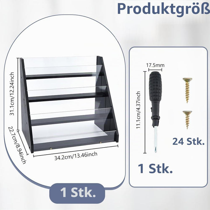 DICOSMETIC 4-Tier Grusskarten Display Ständer Aus Bambus Und Acryl Aufkleber Display Ständer Schwarz