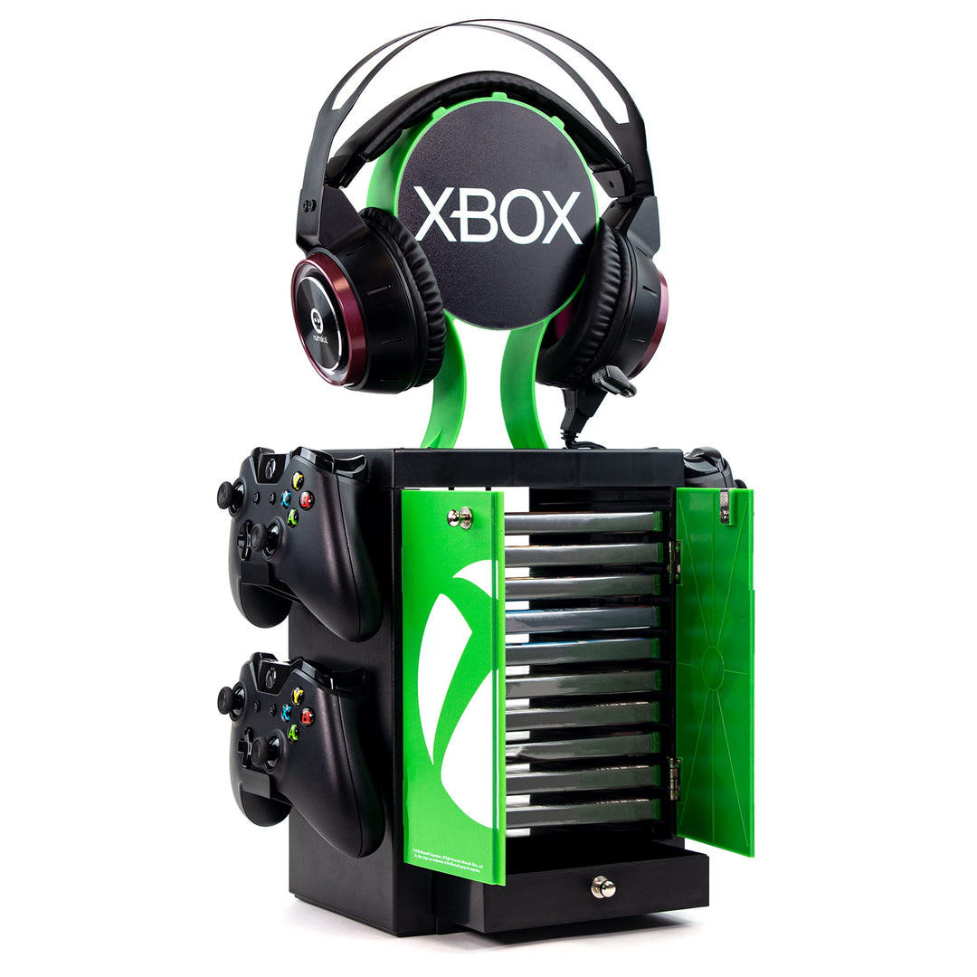 Numskull Offizieller Aufbewahrungsschrank für Xbox Series X Spiele, Kopfhörerständer und Controller-