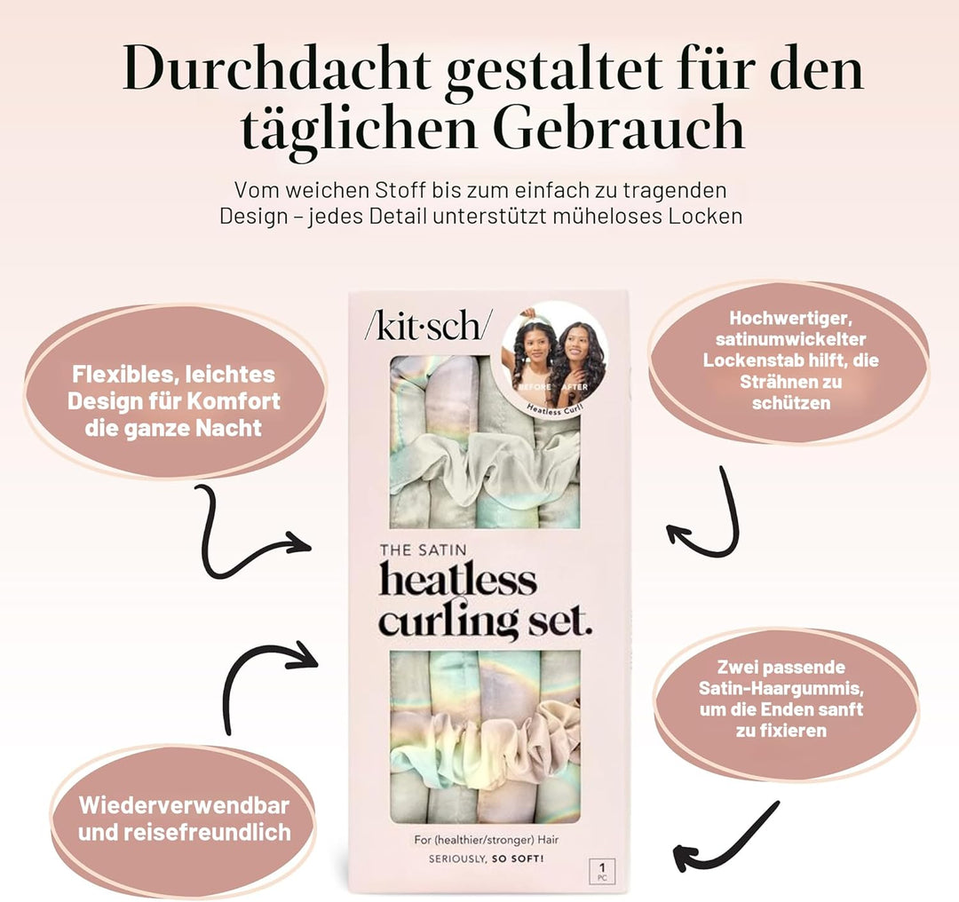 Kitsch Satin Heatless Curling Set - Overnight Hair Curlers to Sleep in, Heatless Curls, Heatless Hai