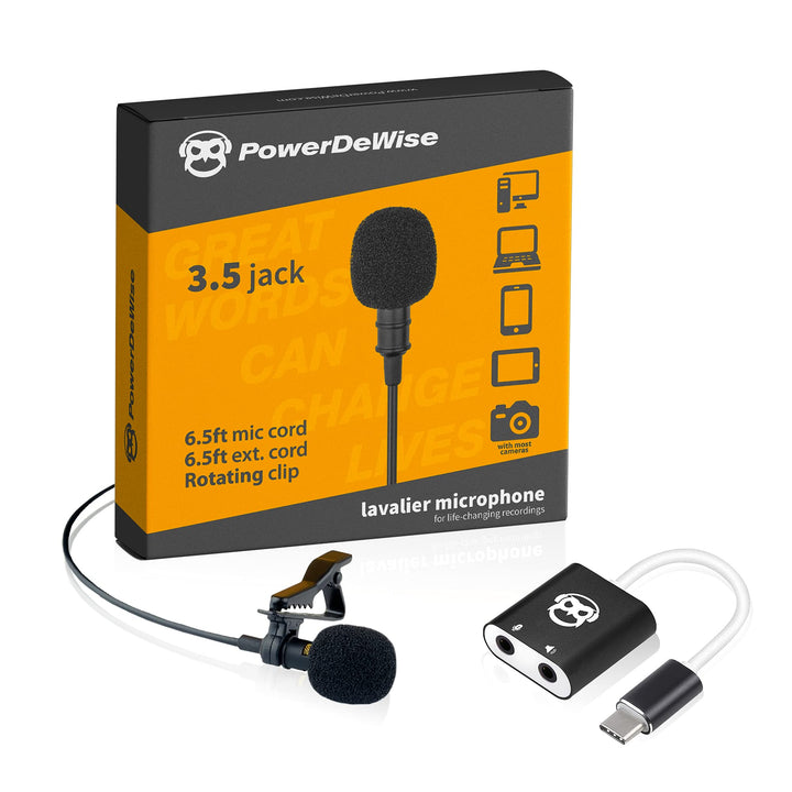 Powerdewise Typ-C USB-Mikrofon, Lavalier-Ansteckmikrofon, omnidirektional, mit Soundkarte, entworfen