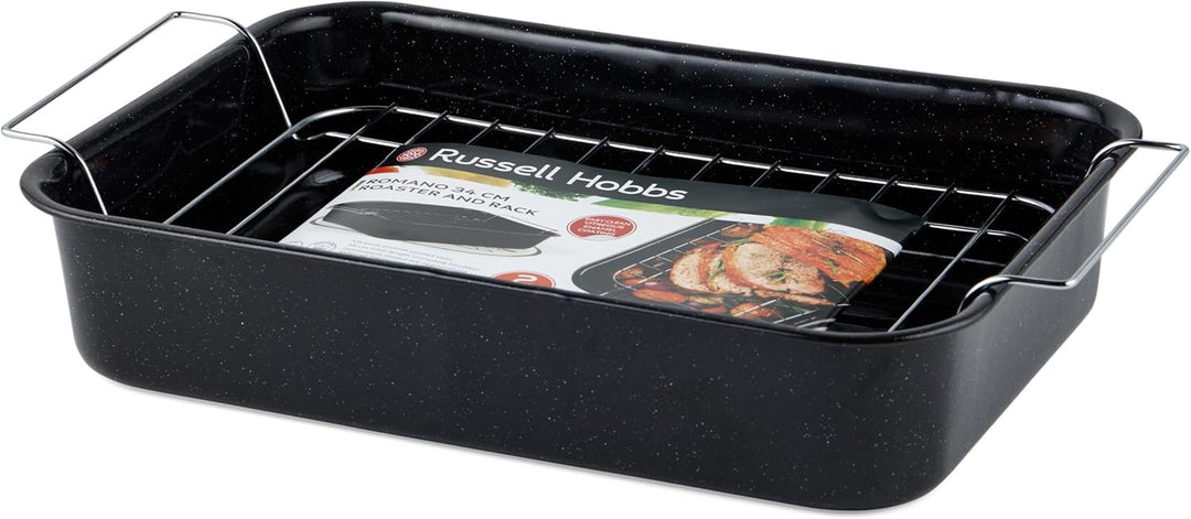 Russell Hobbs CW9161 Romano 34cm Emaille bräter - mit gitter, rechteckige auflaufform mit rost, Spül