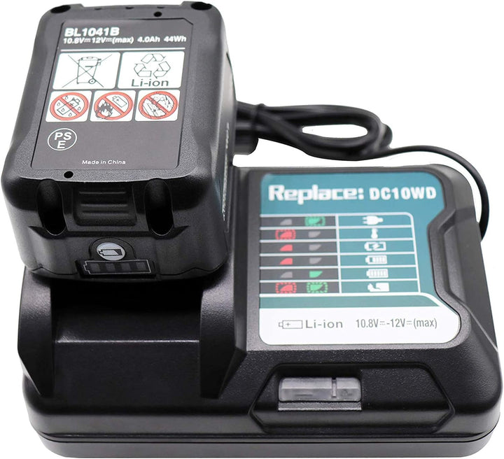 2 Stück BL1041B 4,0Ah Akku mit Ladegerät 10.8V-12V DC10WD DC10SB für Makita 12V Akku BL1015 BL1041B