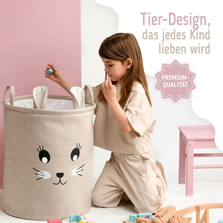 SIPO Spielzeugkorb Premium, XXL 63L, Rabbit, Faltbarer Spielzeug Organizer mit Kordelzug, Wasserdich