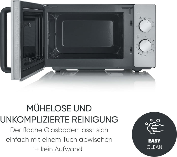 SEVERIN Solo-Mikrowelle mit Glasboden, ohne Drehteller, gleichmässige Erwärmung, mit 6 Leistungsstuf
