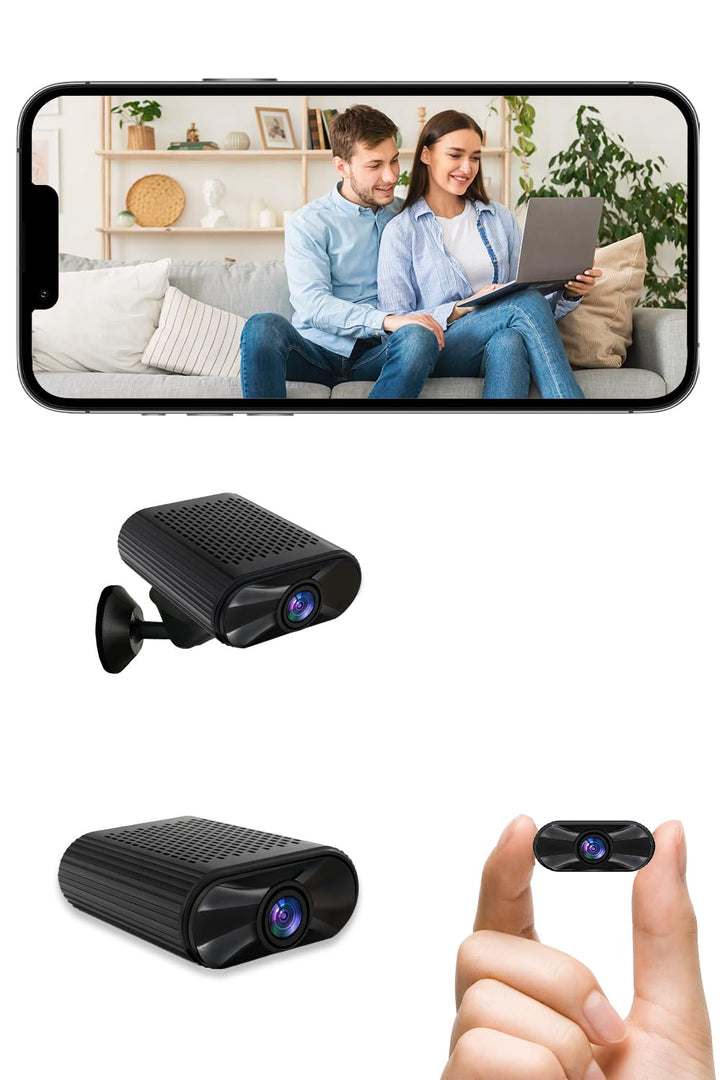 cuoum Mini-Kamera – WLAN Camera mit Live-Übertragung per Handy-App – 4K HD Nachtsicht Kamera mit Bew