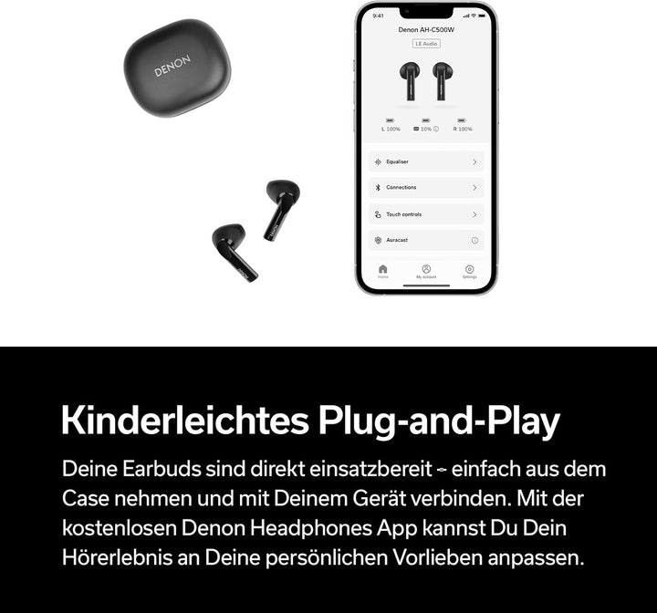 Denon AH-C500W True Wireless In-Ear-Kopfhörer, wasserresistente Bluetooth-Kopfhörer mit eingebautem