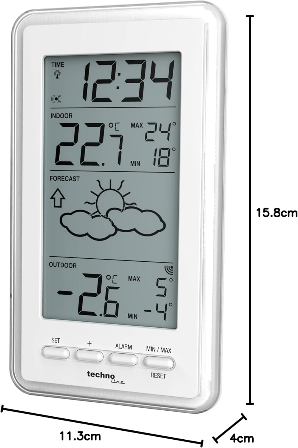 Technoline WS9130weiss Wetterstation mit Vorhersage der Wetterlage, sowie Innen- und Aussentemperatu