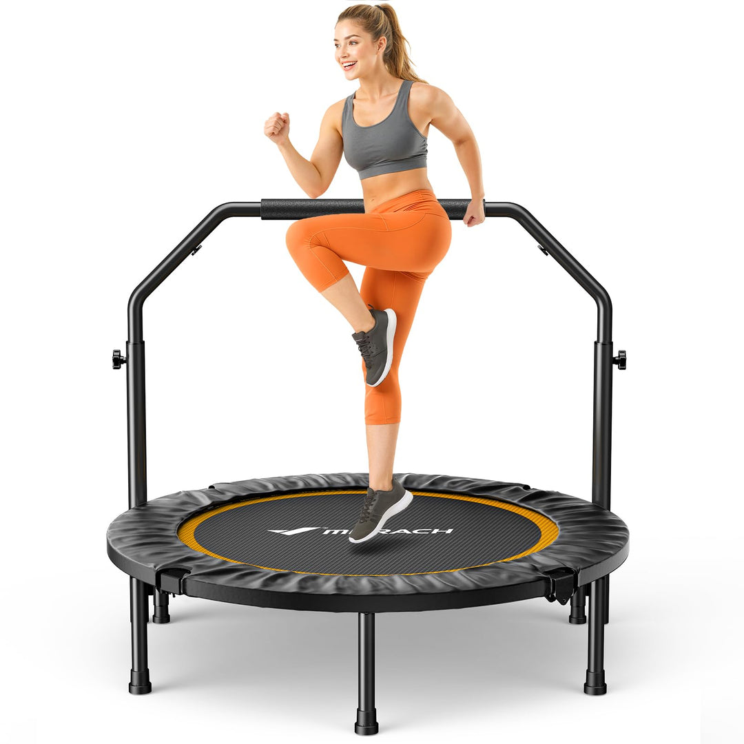 MERACH Mini Trampolin - 102cm/122cm Fitness Trampolin Faltbar, Maximale Belastung 150 KG, Trampoline