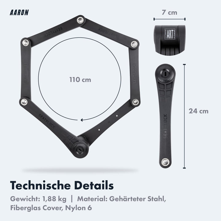 AARON Premium Fahrradschloss - sicheres Faltschloss Stufe 18, patentiertes Hochsicherheitsschloss mi