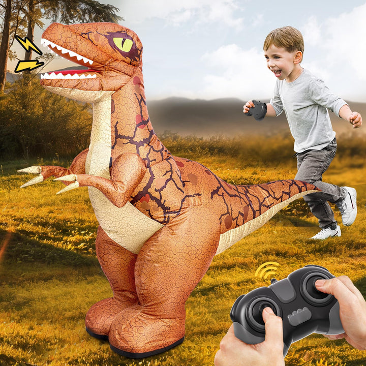 Jovow 2.4GHz Fernbedienung Aufblasbarer Dinosaurier Spielzeug,Elektrischer Dino mit 360° Drehung&amp;Vor
