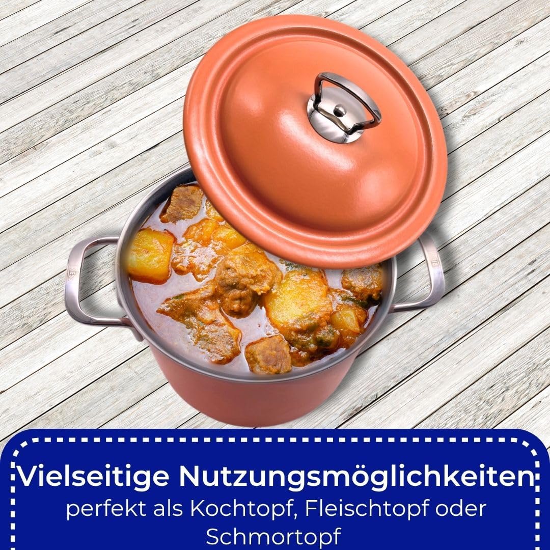 Riess, 2189-001, Fleischtopf mit Deckel 20cm, 4L, Emaille, CLASSIC Edition, Mango