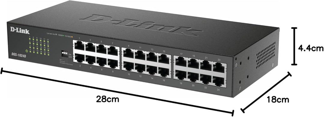 D-Link DGS-1024D Gigabit Ethernet Switch (24 Ports, 10/100/1000 Mbit/s, einfache Plug & Play-Install