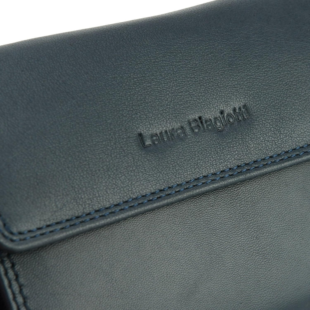 Laura Biagiotti Damen-Geldbörse aus echtem Leder, geräumig mit Geschenkbox Navy 208, Navy 208