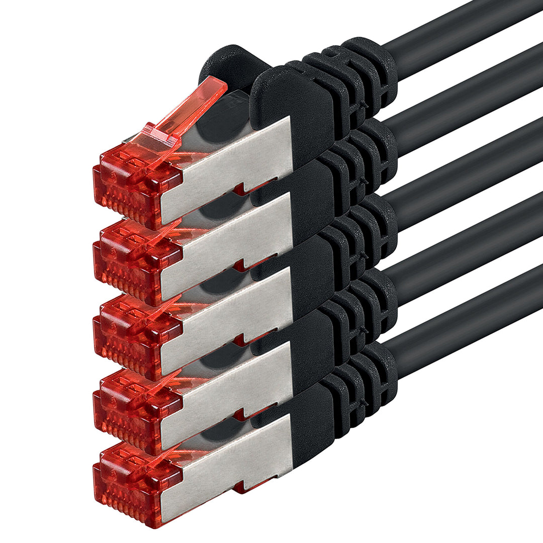 1aTTack.de 5x 7,5m - Cat 6 Netzwerk-Kabel Patch-Kabel Cat6 RJ45 SFTP - Schwarz