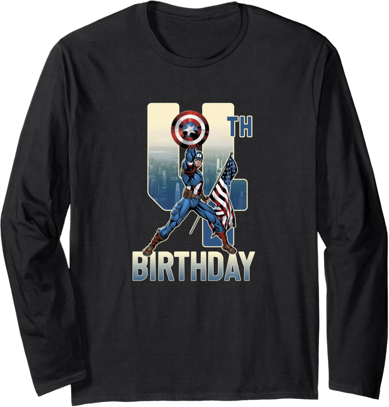 Marvel Captain America Happy 4th Birthday Langarmshirt