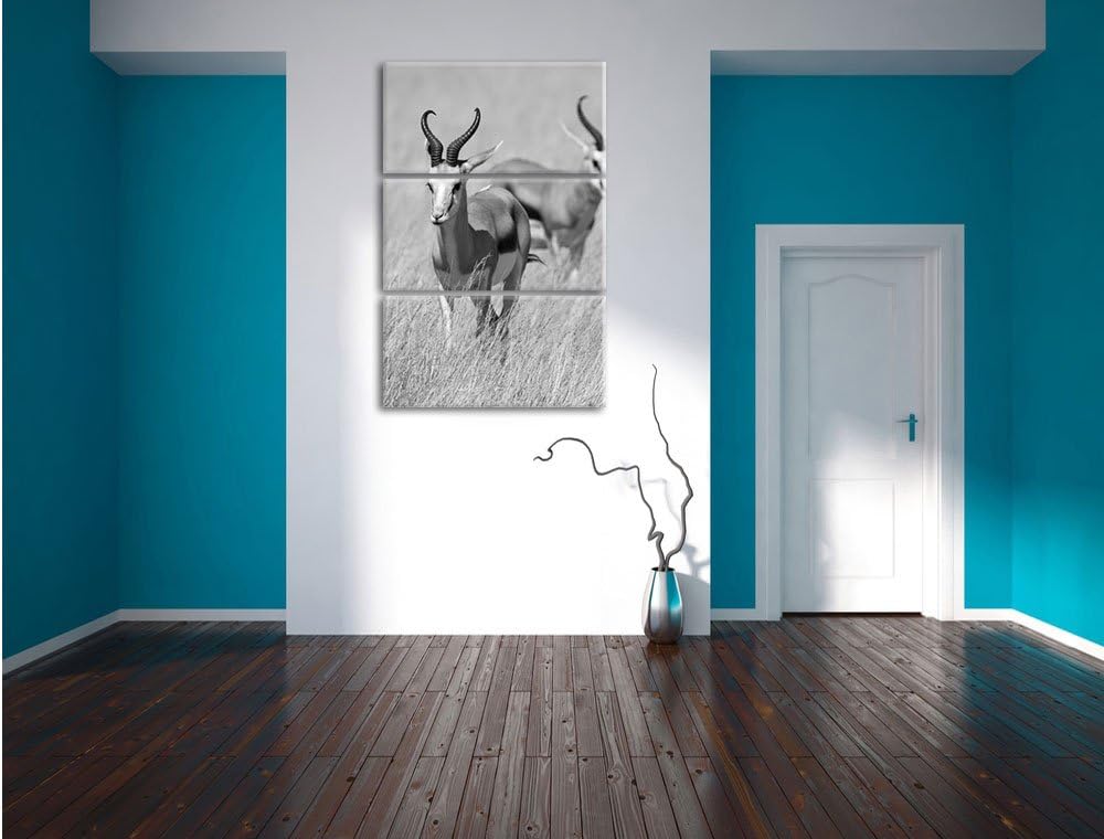 Pixxprint Tiere in Savanne, Rehe, Afrika als Leinwandbild/Grösse: 3 Teilig (120x80) cm/Wandbild/Kuns